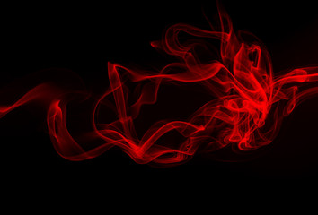 Red smoke abstract on black background, Fire design