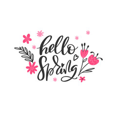 Spring lettering with flowers