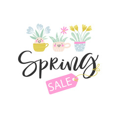 Spring sale background with flowers