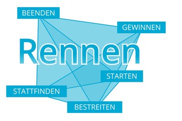 Rennen - Begriffe verbinden, Farbe blau