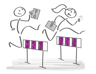 hurdle race - overcome obstacles - Vector liiustration