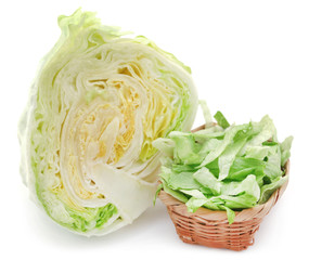 Fresh sliced Iceberg lettuce in a basket
