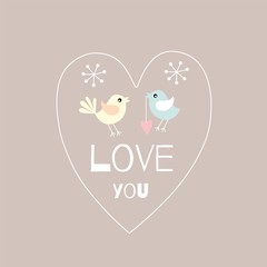 Pair of lovebirds isolated on gray background / Love me