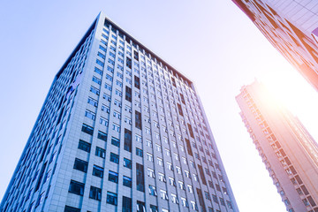 Fototapeta premium exterior wall and windows of Skyscraper Business Office Corporate buildings