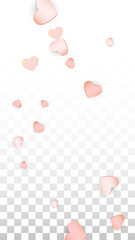 Love Hearts Confetti Falling Background. St. Valentine's Day pattern Romantic Scattered Hearts. Vector Illustration for Cards, Banners, Posters, Flyers for Wedding, Anniversary, Birthday Party, Sales.