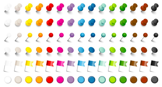Set 6 Verschiedene Pins, Nadeln, Flaggen & Magnete 15 Farben