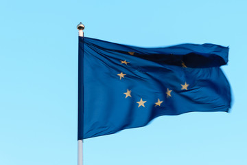 EU flag against the sky.