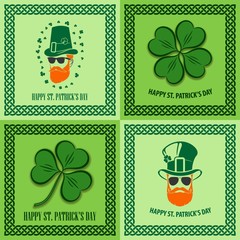 Set of St. Patrick's Day posters, banners, labels, badges, emblems or greeting cards. Vector illustration.
