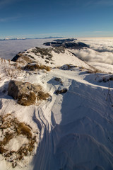 Fototapeta na wymiar mountain range surrounded in mist
