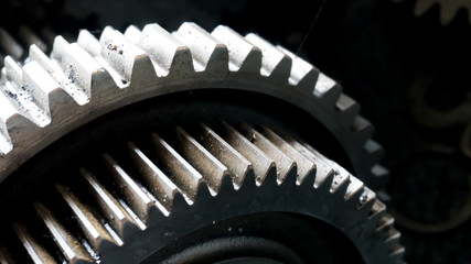 close up gear wheel rotate concept. spare part of vehicle car.