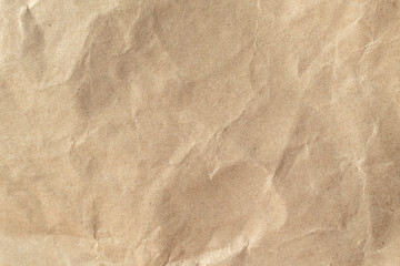 Brown crumpled paper texture background.