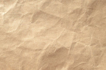 Brown crumpled paper texture background.