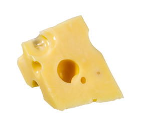 Cheese block isolated on white background cutout