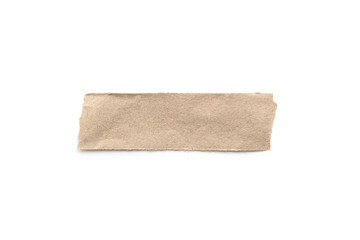 Recycled paper craft stick on a white background. Brown paper torn or ripped pieces of paper isolated on white.