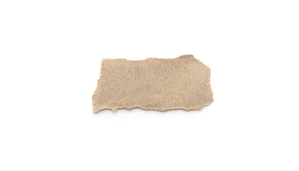 Obraz premium Recycled paper craft stick on a white background. Brown paper torn or ripped pieces of paper isolated on white.