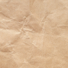 Brown crumpled paper texture background.