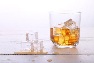Whiskey with Ice Cubes