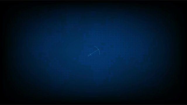 Blue radar screen.Technology background.Radar display with scanning and anchor with map background
