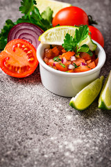 Traditional mexican tomato salsa sauce