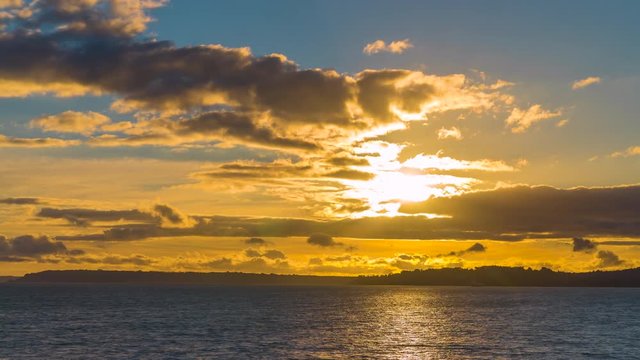 Time lapse of cloudy sunset in the southern hemisphere