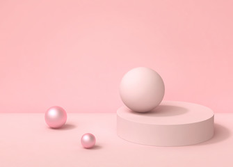 Minimal abstract pastel pink scene