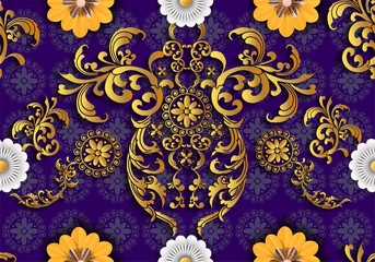 Thai line art beautiful  background-vector
