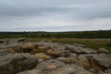landscape with rocks and blue sky