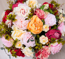 close up top view of bunch of summer flowers