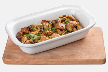 Rabbit baked in ceramic bowl