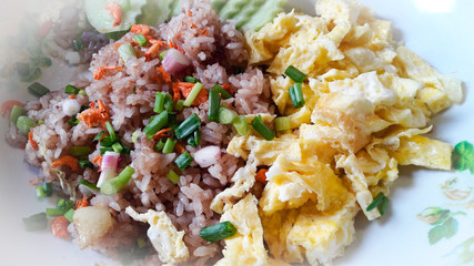 Rice cooked with shrimp paste Thai food menu