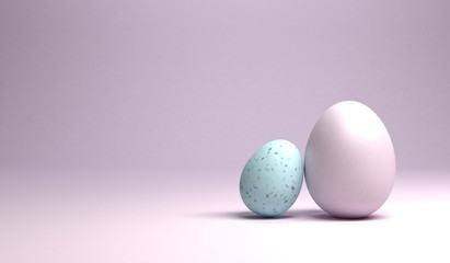 A group of easter eggs on bright pink background, 3d rendering