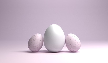 A group of easter eggs on bright pink background, 3d rendering