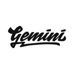 gemini zodiac hand lettering vector