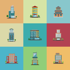 city building, hotel flat design, hotel icon