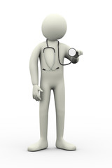 3d doctor with stethoscope auscultation
