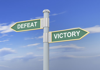Fototapeta premium 3d defeat victory road sign