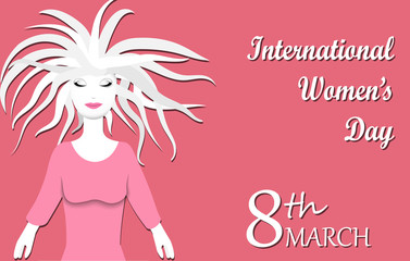 Concept of International Women s Day or Mother s Day with place for your text,paper art style,vector illustration