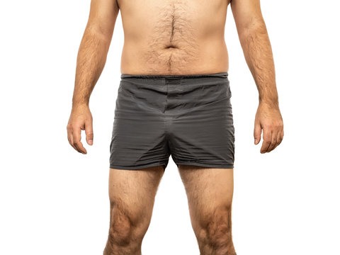 middle age male torso grey pants