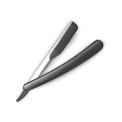 Male hygienic accessory - a straight razor. Straight razor Vector illustration.