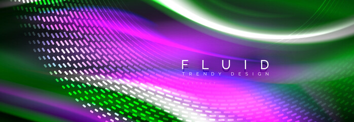 Fluid color neon wave lines background, neon liquid color futuristic paint template