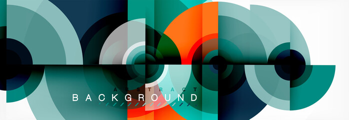 Minimal geometric circles and triangles abstract background, techno modern design, poster template