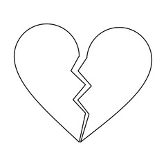 love broken heart symbol black and white