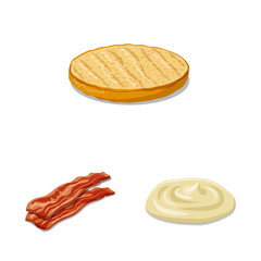 Vector illustration of burger and sandwich icon. Set of burger and slice stock symbol for web.