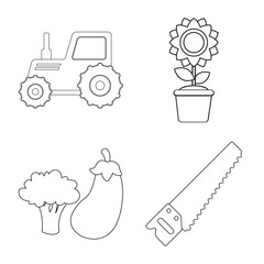Vector illustration of farm and agriculture icon. Collection of farm and plant vector icon for stock.