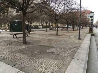 bench in roadside boulevard in Berlin