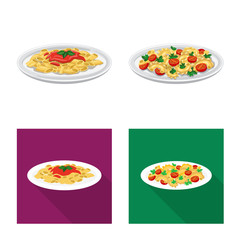 Vector design of pasta and carbohydrate logo. Collection of pasta and macaroni vector icon for stock.