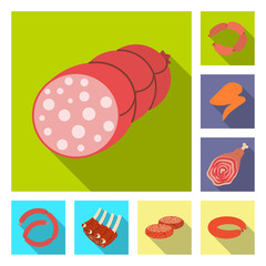 Vector illustration of meat and ham logo. Collection of meat and cooking stock symbol for web.