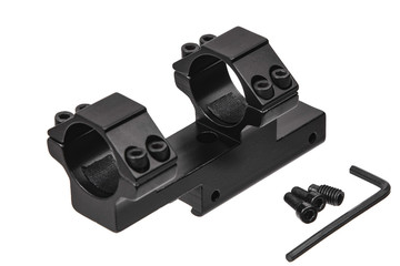 Quick disconnect mount made for holding a scope on a rifle isolated on white back. Quick Release Sniper Cantilever Scope Mount.