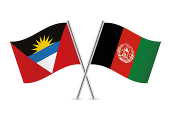 Antigua and Barbuda and Afganistan flags. Vector illustration.
