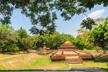 Ruins of Wat That Khao, one of the ruined temples in Wiang Kum Kam, an historic settlement and archaeological site that built by King Mangrai the Great since 13th century, Chiang Mai, Thailand.